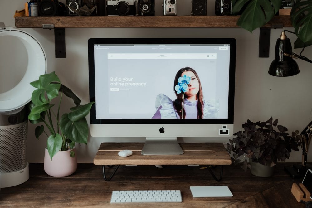Squarespace template on a iMac